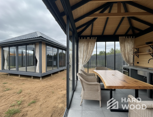 Дачная беседка с панорамными окнами №96 - фото 2269