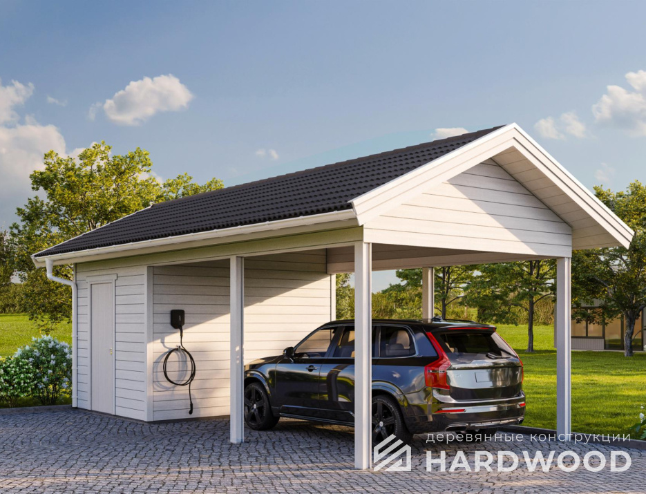 Навес для одного авто с хозблоком №67 - фото 945