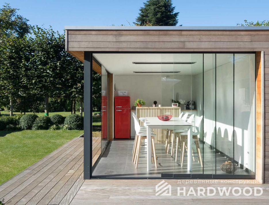 Полуоткрытая беседка с раздвижными стёклами №4 - фото 1317