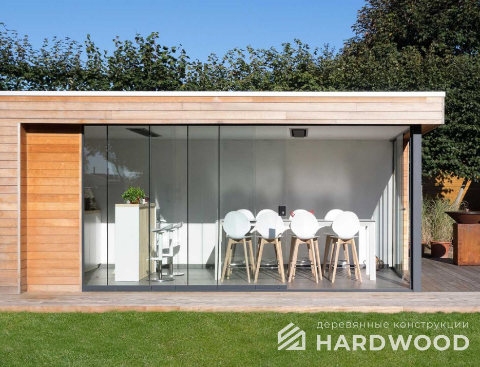 Полуоткрытая беседка с раздвижными стёклами №4 - фото 1316